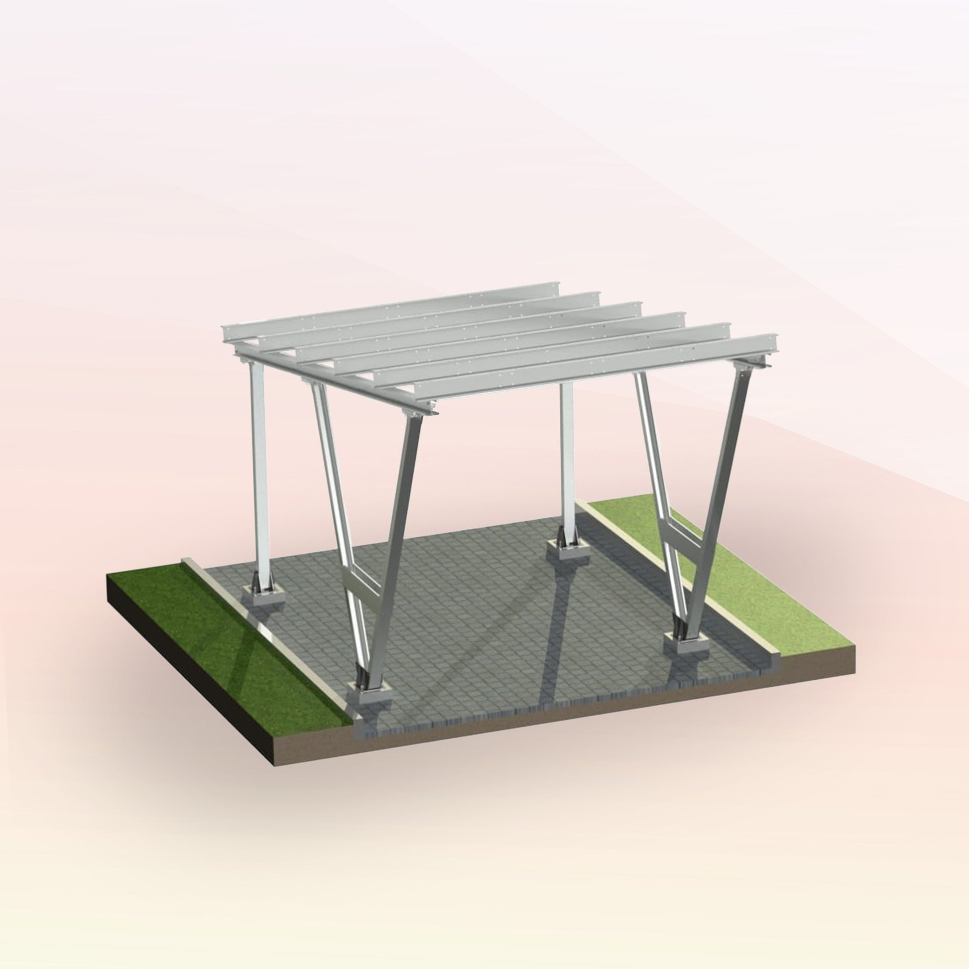 1er Solarcarport – Konstruktion mit oder ohne PV-Modulen