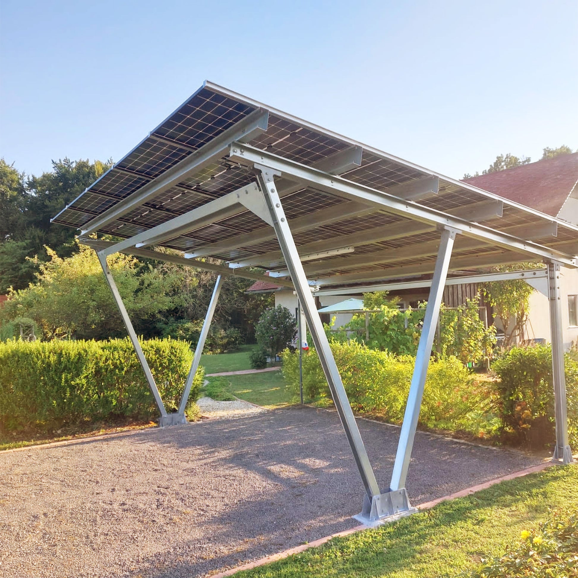 1er Solarcarport  – Konstruktion mit oder ohne PV-Modulen
