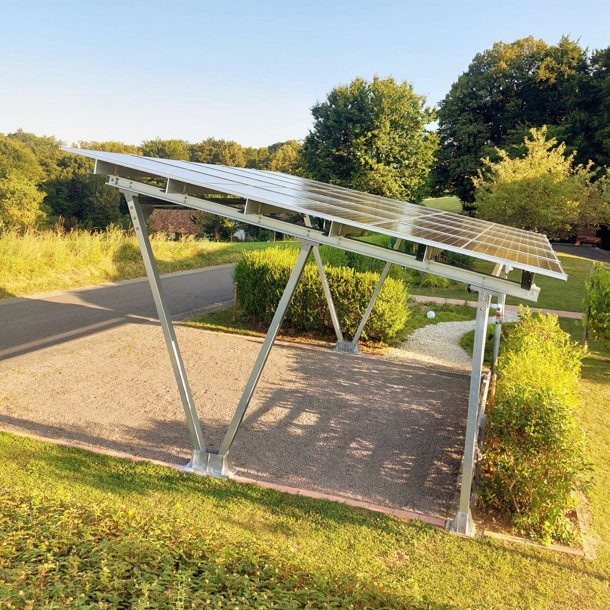 1er Solarcarport  – Konstruktion mit oder ohne PV-Modulen