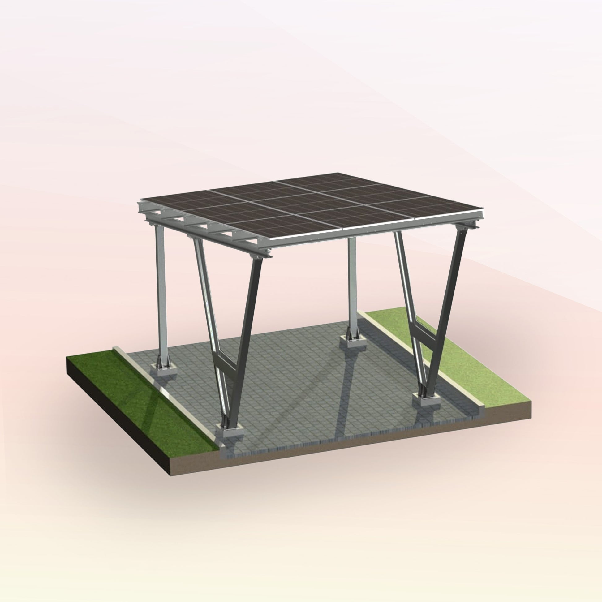 1er Solarcarport  – Konstruktion mit oder ohne PV-Modulen
