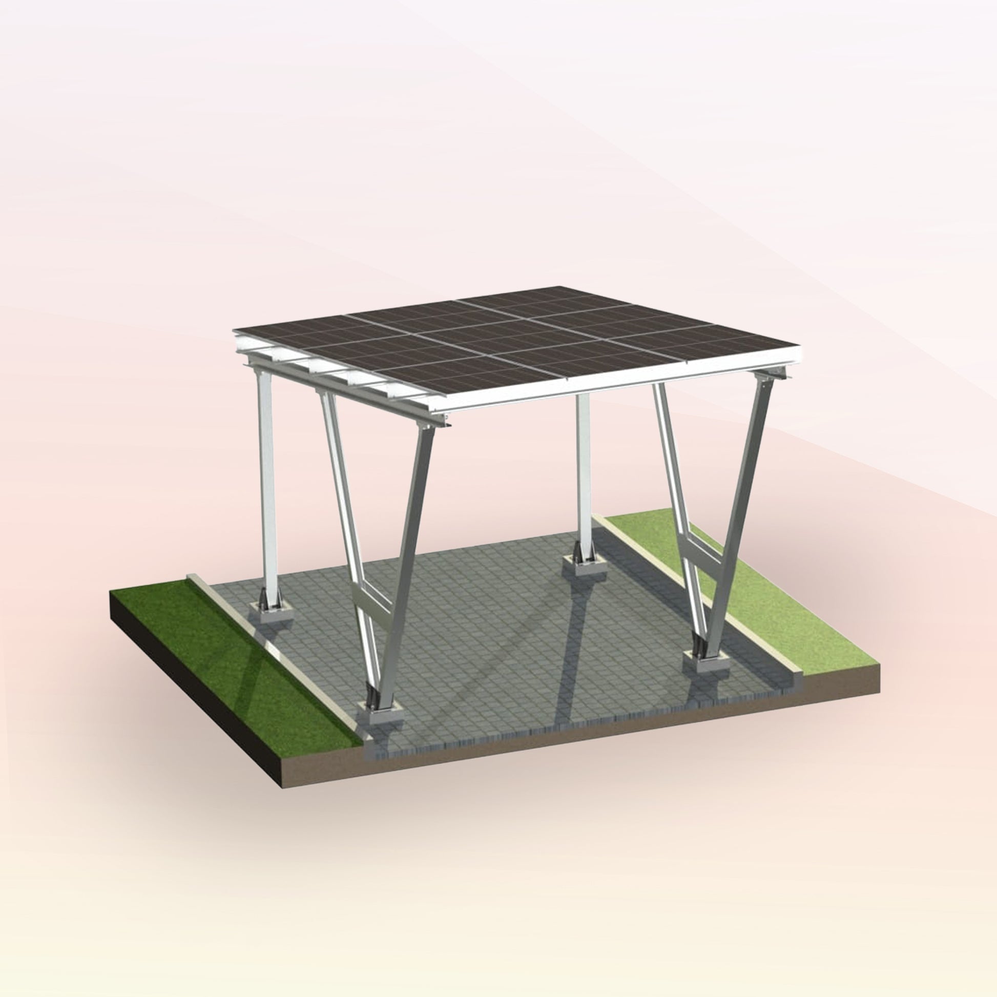1er Solarcarport  – Konstruktion mit oder ohne PV-Modulen