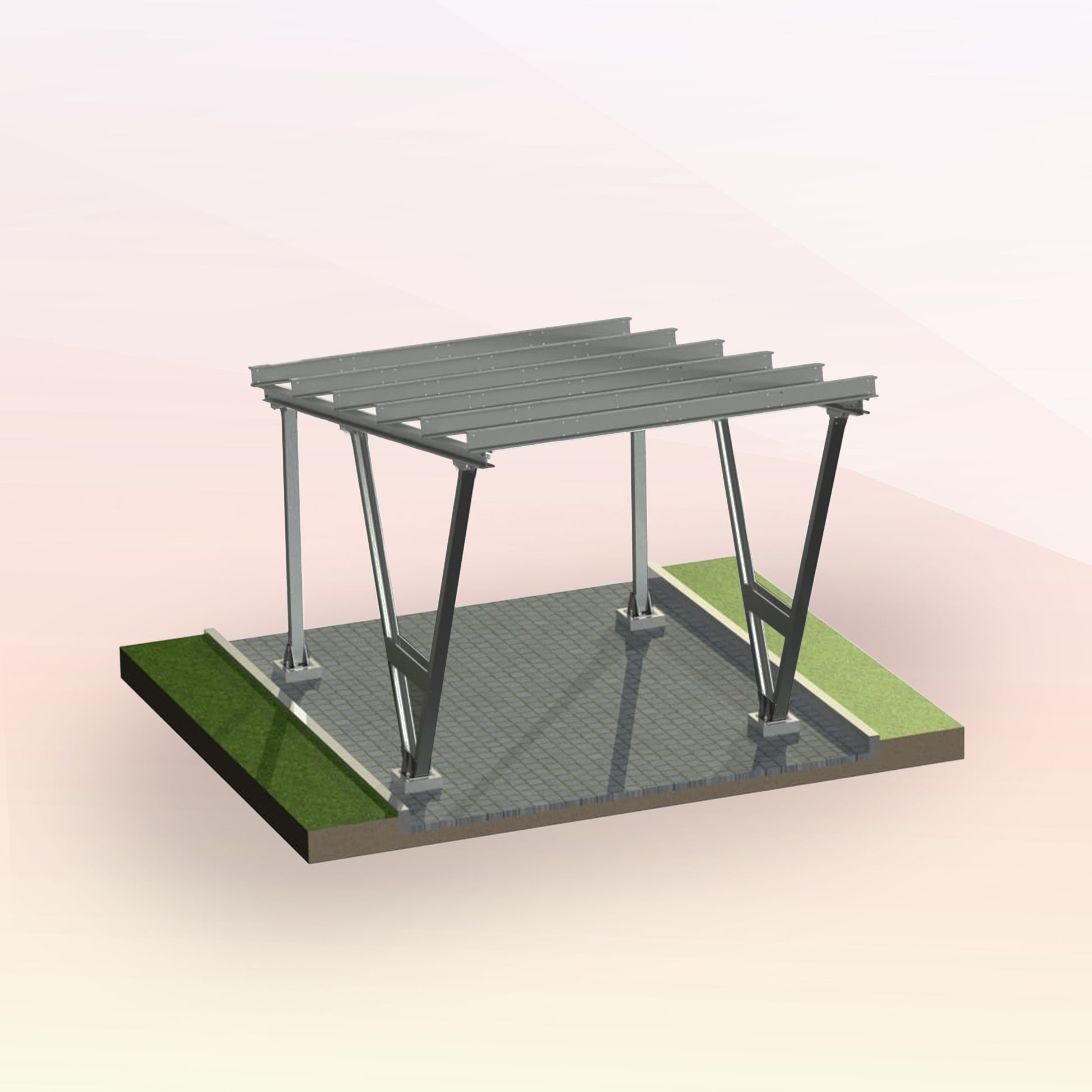 1er Solarcarport  – Konstruktion mit oder ohne PV-Modulen