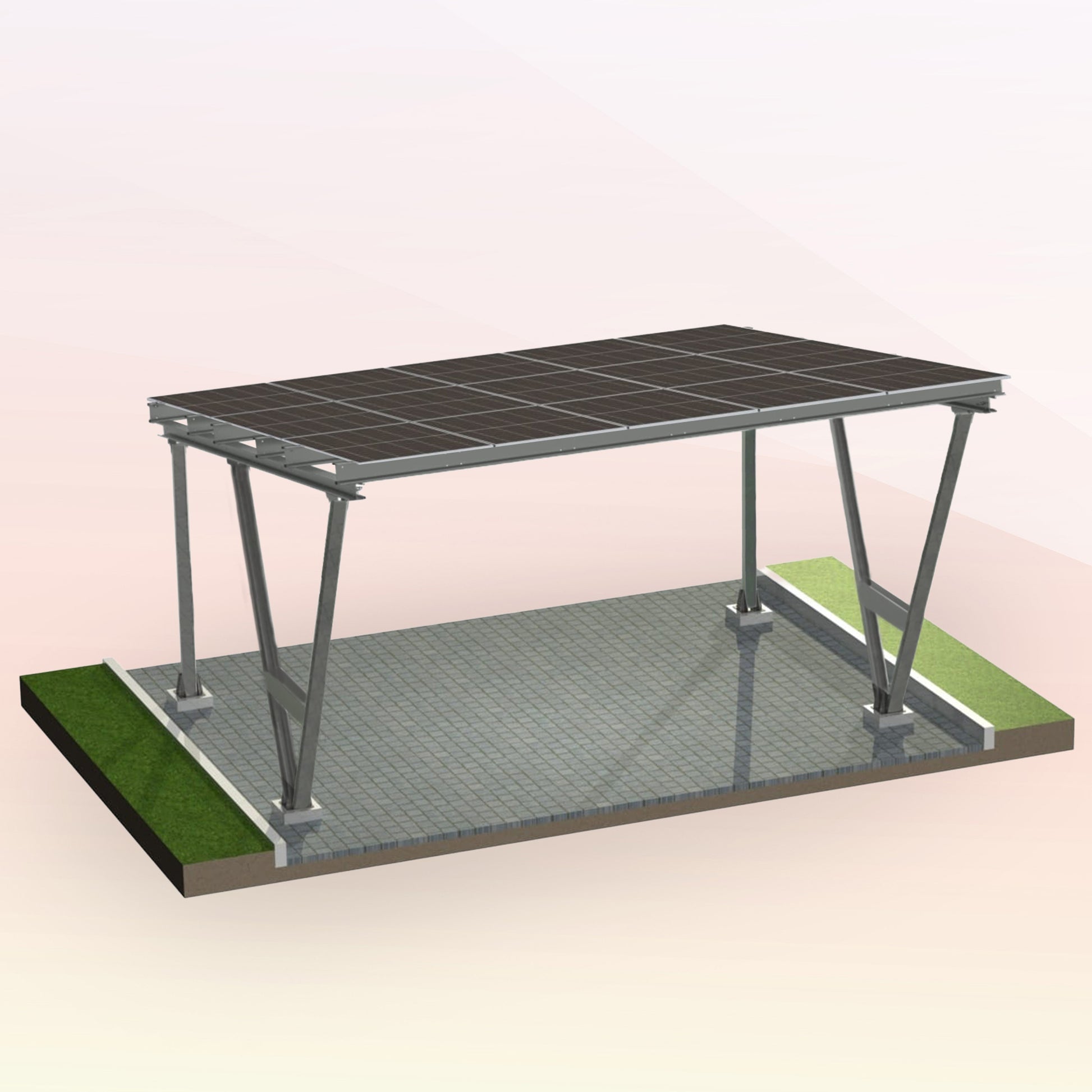 2er Solarcarport  – Konstruktion mit oder ohne PV-Modulen