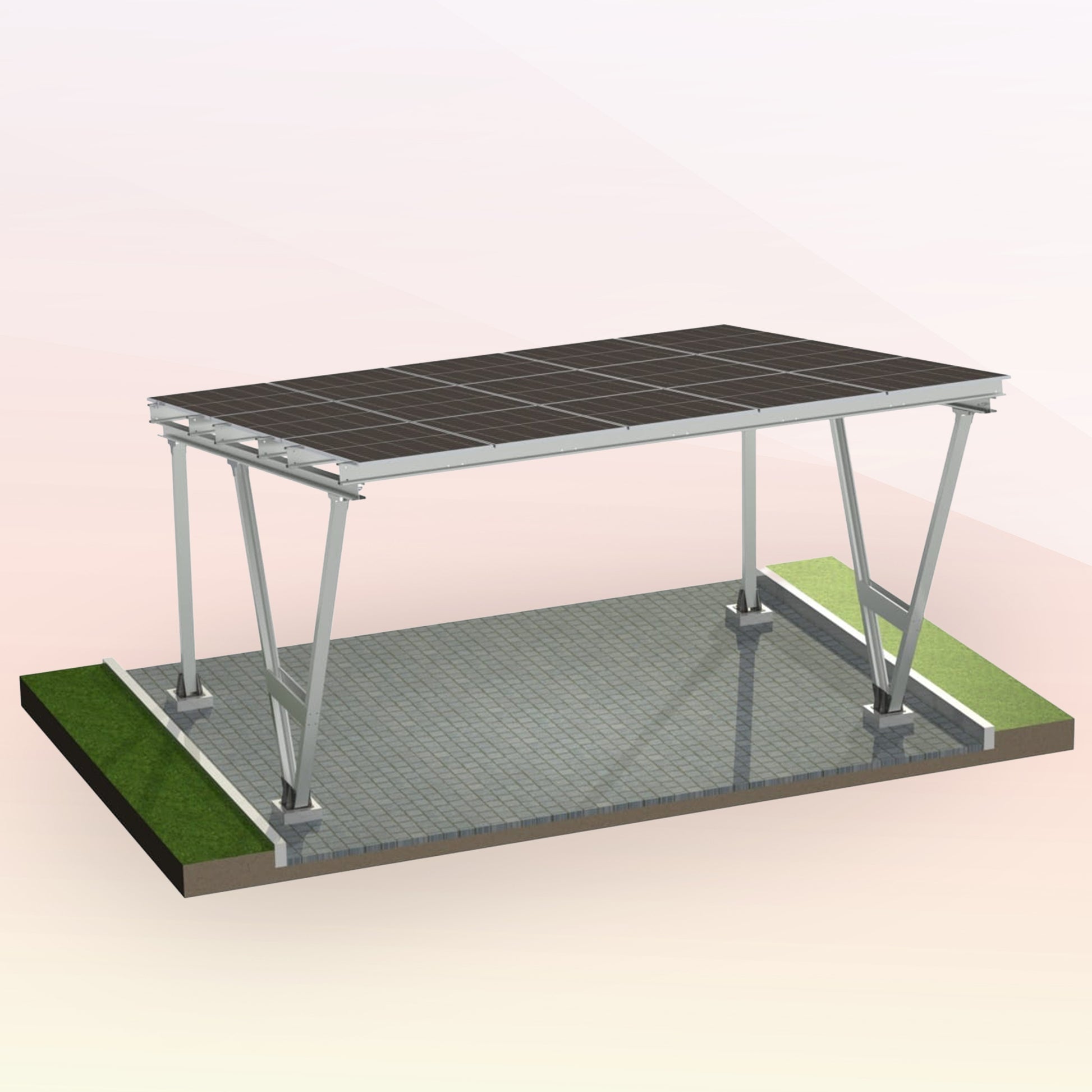 2er Solarcarport  – Konstruktion mit oder ohne PV-Modulen
