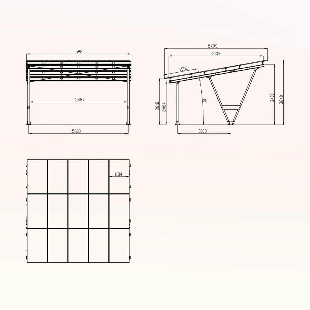 2er Solarcarport  – Konstruktion mit oder ohne PV-Modulen