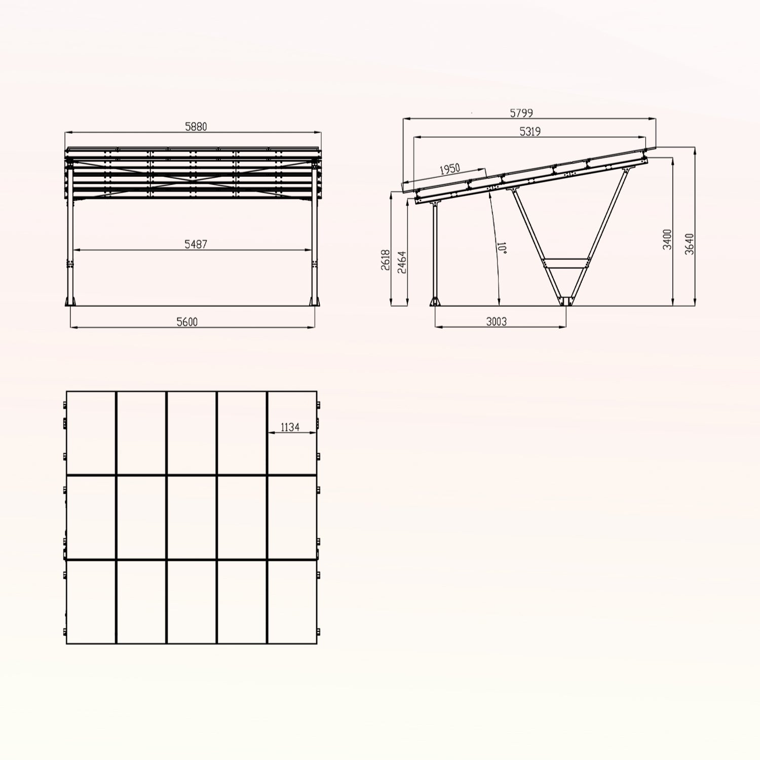 2er Solarcarport  – Konstruktion mit oder ohne PV-Modulen