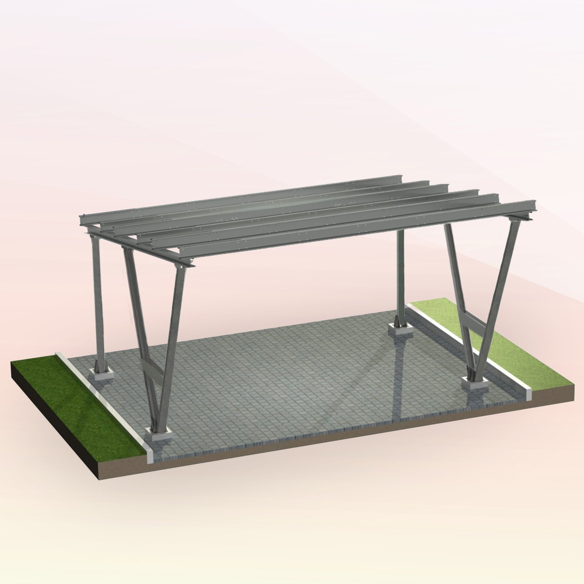 2er Solarcarport  – Konstruktion mit oder ohne PV-Modulen
