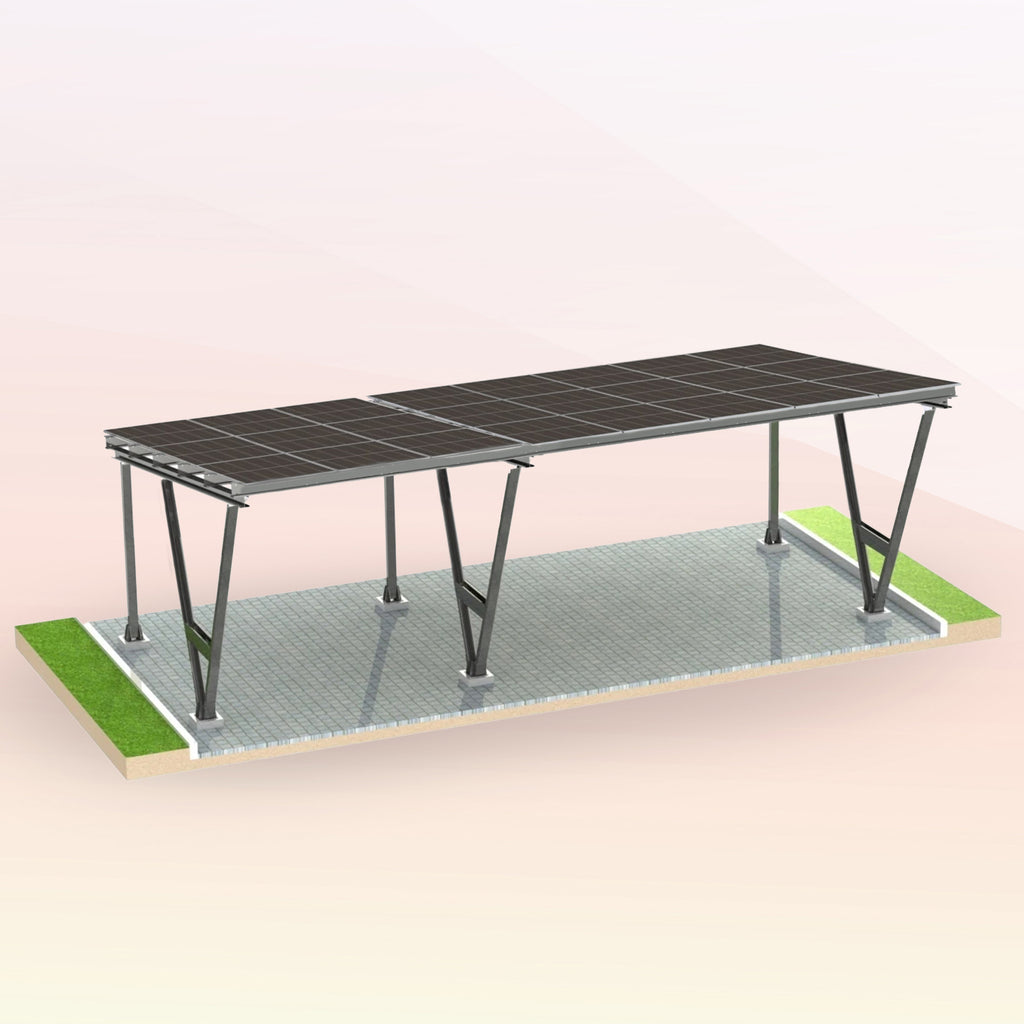 3er Solarcarport – Konstruktion mit oder ohne PV-Modulen