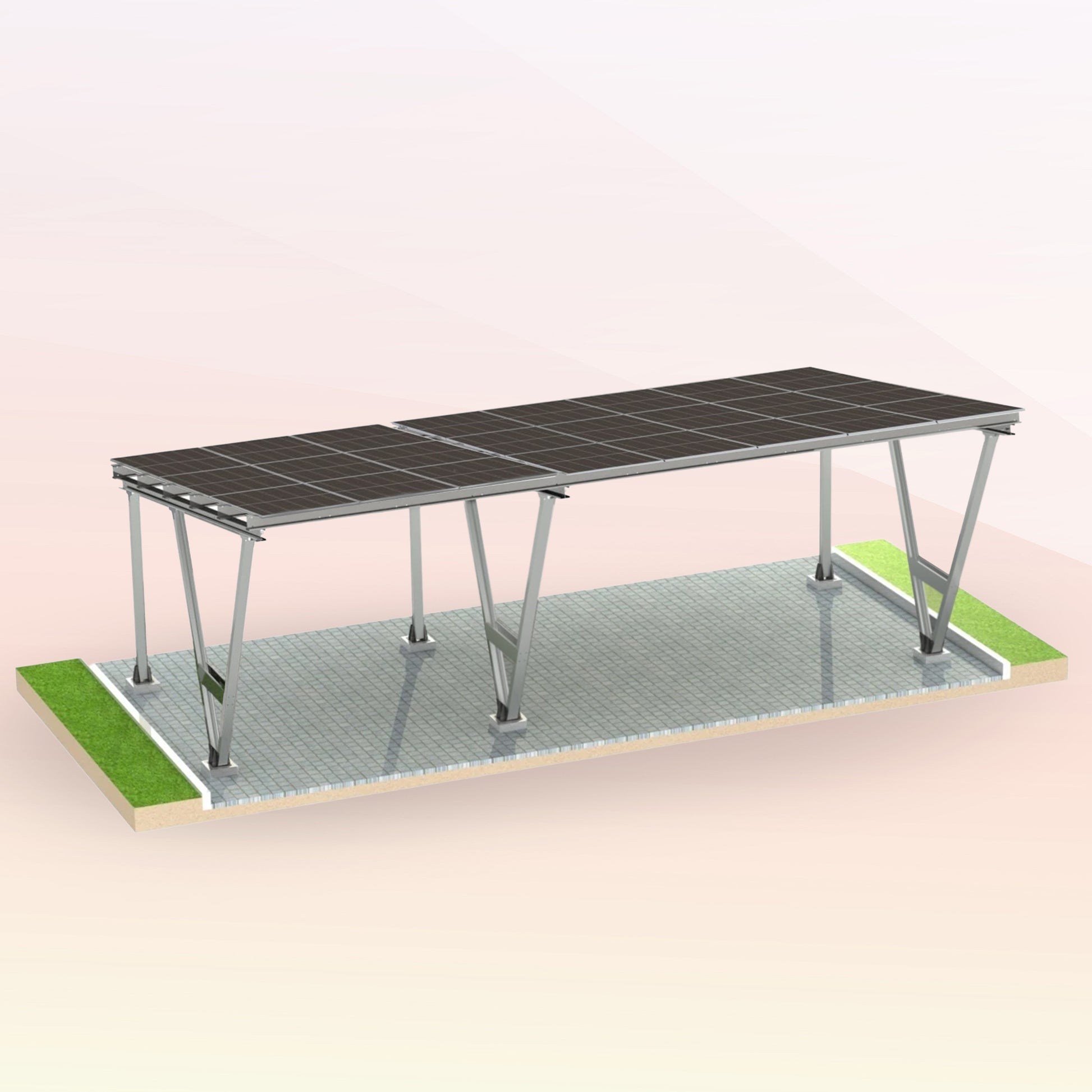 3er Solarcarport – Konstruktion mit oder ohne PV-Modulen