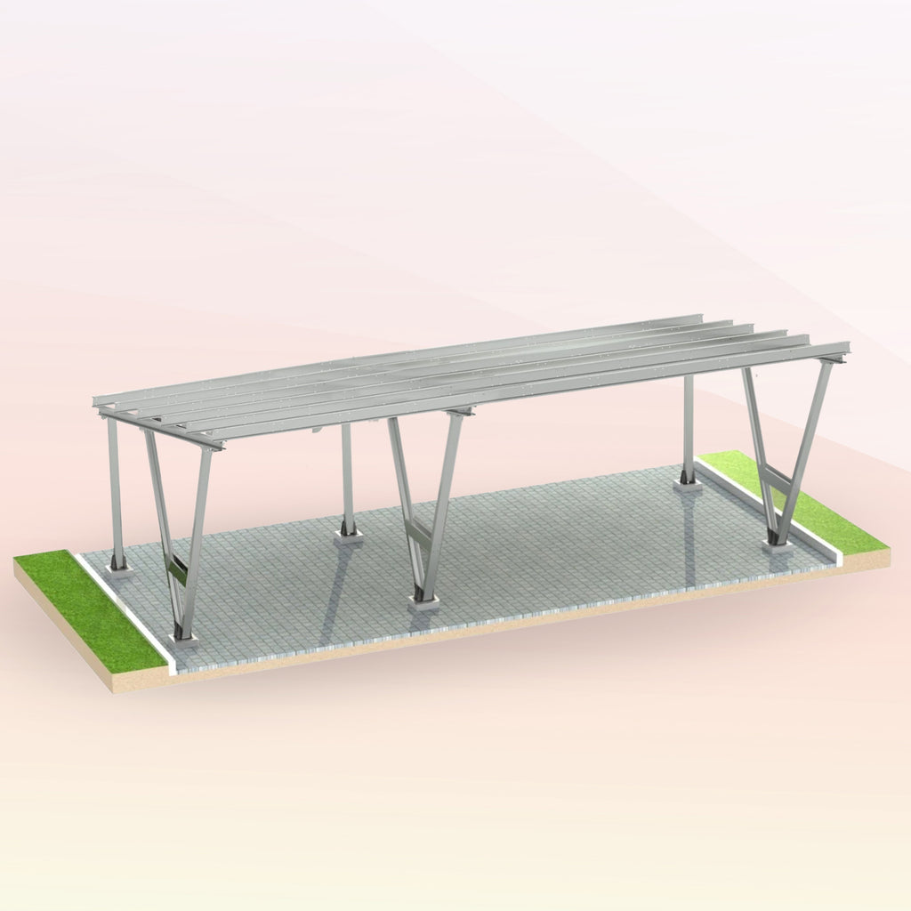 3er Solarcarport – Konstruktion mit oder ohne PV-Modulen